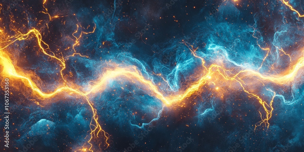 Electric aura background with neon blue and yellow energy waves. Electric aura background with neon blue and yellow energy waves.