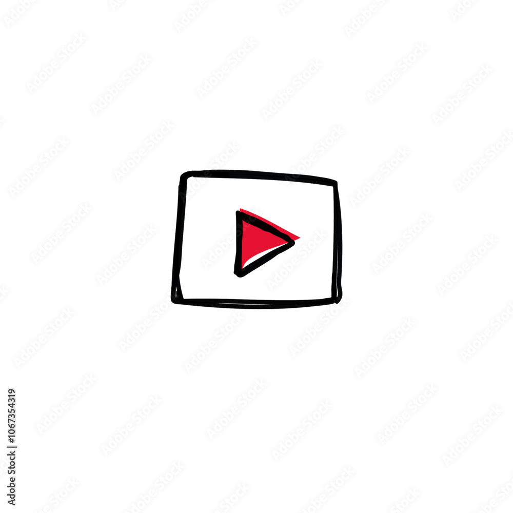 Hand drawn play button icon flat vector design Hand drawn play button icon flat vector design