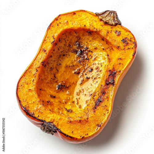 Obraz na płótnie A whole roasted butternut squash, isolated on a white background, emphasizing a seasonal vegetable and unique shape w salonie