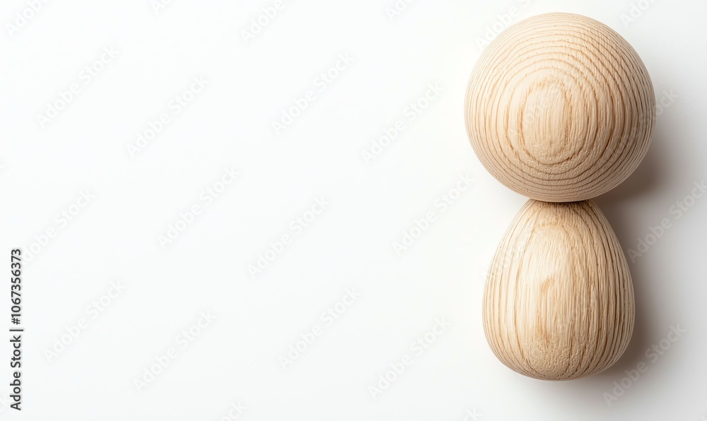 Two wooden shapes in a minimalist style, isolated on a white background, perfect for design applications and creative projects. Two wooden shapes in a minimalist style, isolated on a white background, perfect for design applications and creative projects.