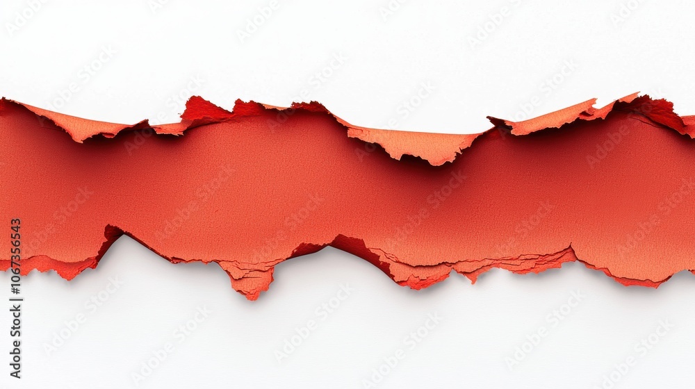 A red line is cut through a white background A red line is cut through a white background