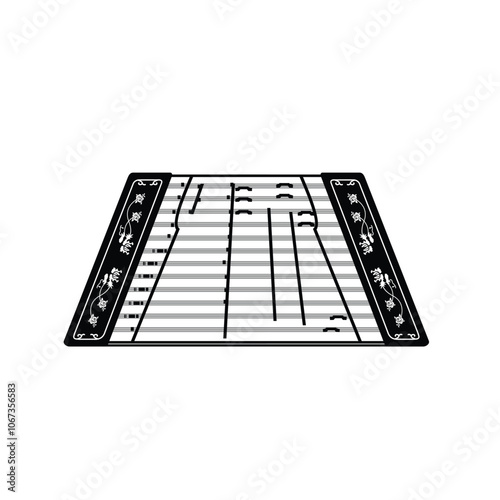 Traditional Chinese musical instrument logo illustration, yangqin silhouette suitable for music stores and communities