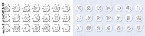 Surprise, Cable section and Sodium mineral line icons. White pin 3d buttons, chat bubbles icons. Pack of Smartphone glass, Agreement document, Project deadline icon. Vector