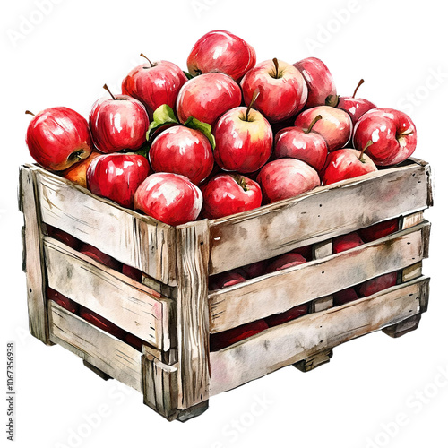 Wooden Crate Full of Fresh Red Apples