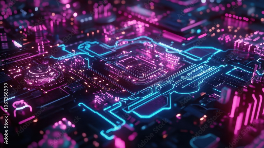 Cyberpunk Circuit Patterns with Electric Blue Glows Cyberpunk Circuit Patterns with Electric Blue Glows