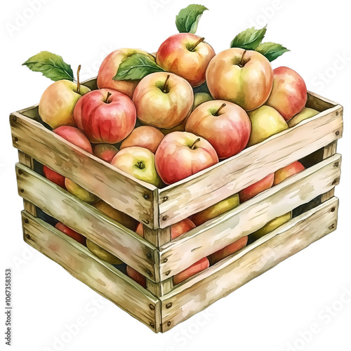 Fresh Apples in a Wooden Crate