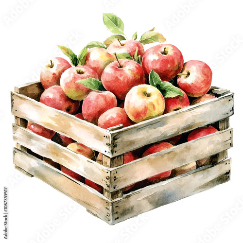Freshly Picked Apples in a Wooden Crate
