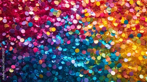 Vibrant rainbow confetti backdrop, perfect for celebrations, events, and festive designs, adding a playful touch to any project