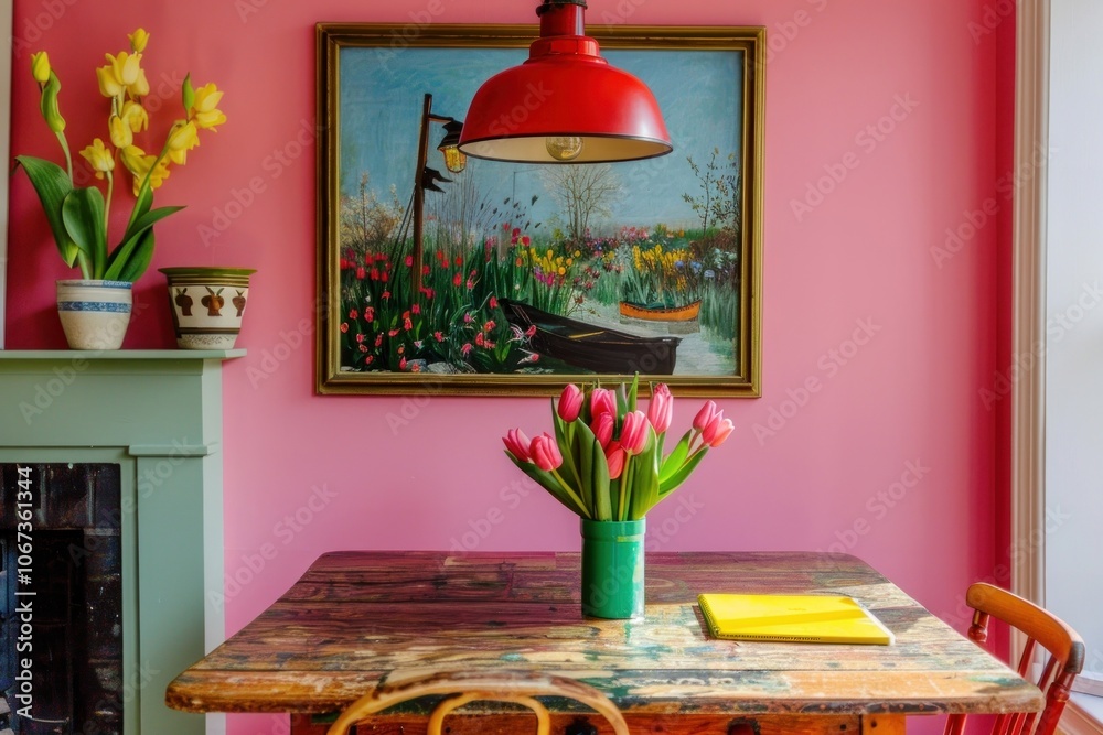 Fototapeta premium Colorful cozy dining room decor