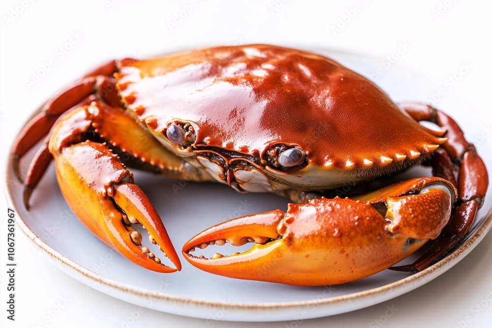Close-Up of a Cooked Crab on a Plate - Delicious Seafood Dish Close-Up of a Cooked Crab on a Plate - Delicious Seafood Dish