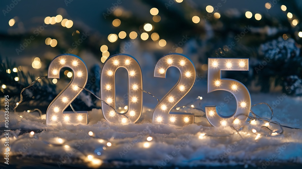 Elegant 2025 LED Number Lights for Festive New Year Celebration Elegant 2025 LED Number Lights for Festive New Year Celebration