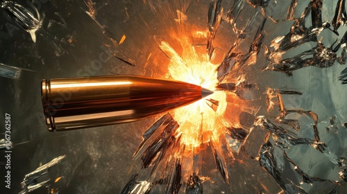 A bullet punching through a metal sheet