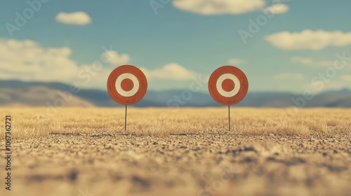 A double clay target challenge midair with two targets crossing paths photo