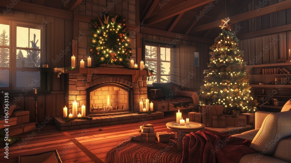 Cozy Christmas living room with candles Cozy Christmas living room with candles