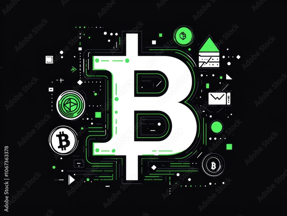 Obraz premium Bitcoin and Cryptocurrency Symbols