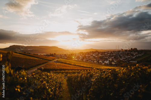 Herbstliche Landschaften in Erlenbach, 74235: Nebel, Weinberge und weite Aussichten photo