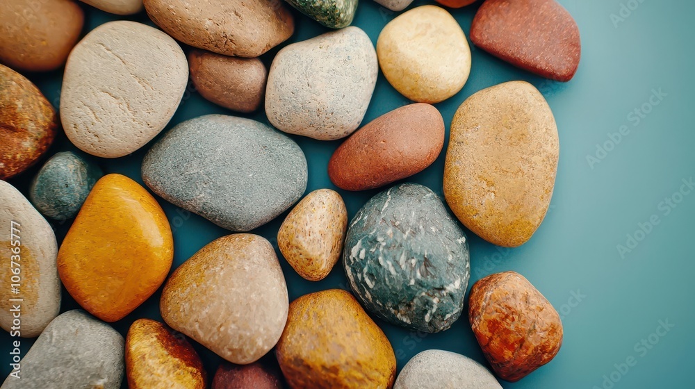 Macro of riverbed gravel, natural light, intense texture, earthy tones, simplicity of freshwater environment Macro of riverbed gravel, natural light, intense texture, earthy tones, simplicity of freshwater environment