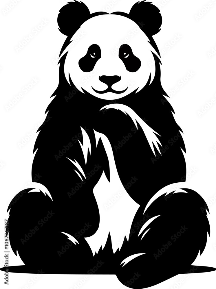 Silhouette of a Panda vector art illustration with a white background Silhouette of a Panda vector art illustration with a white background