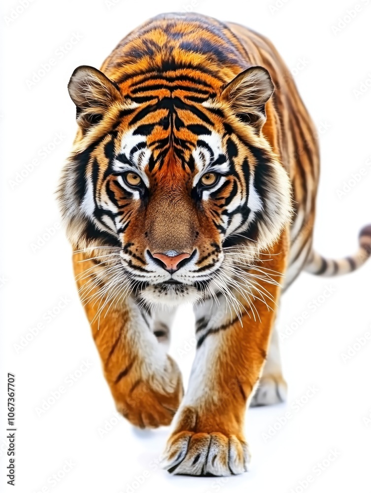 Obraz premium Tiger walks through snowy landscape