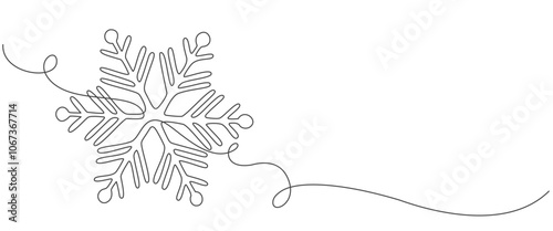 Snowflake vector one line continuous illustration. Vector eps