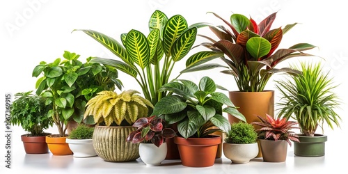 Low Light Houseplants Isolated White Background