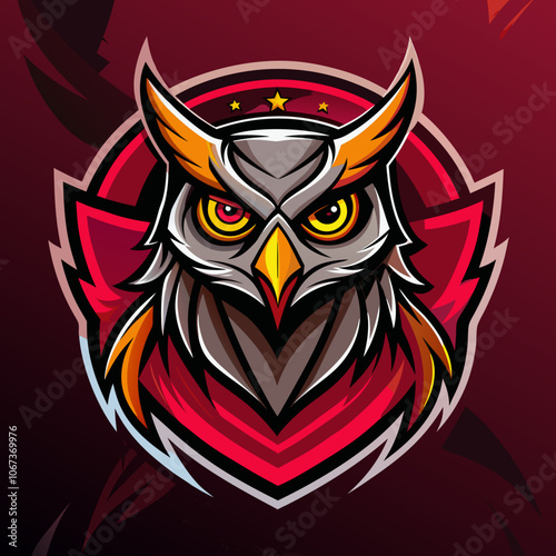 A vibrant esports logo featuring a fierce owl design with striking colors and sharp details, representing competitive gaming and team spirit