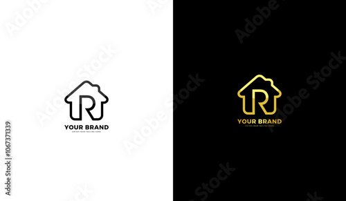 R Home logo, home icon. Vector graphic design