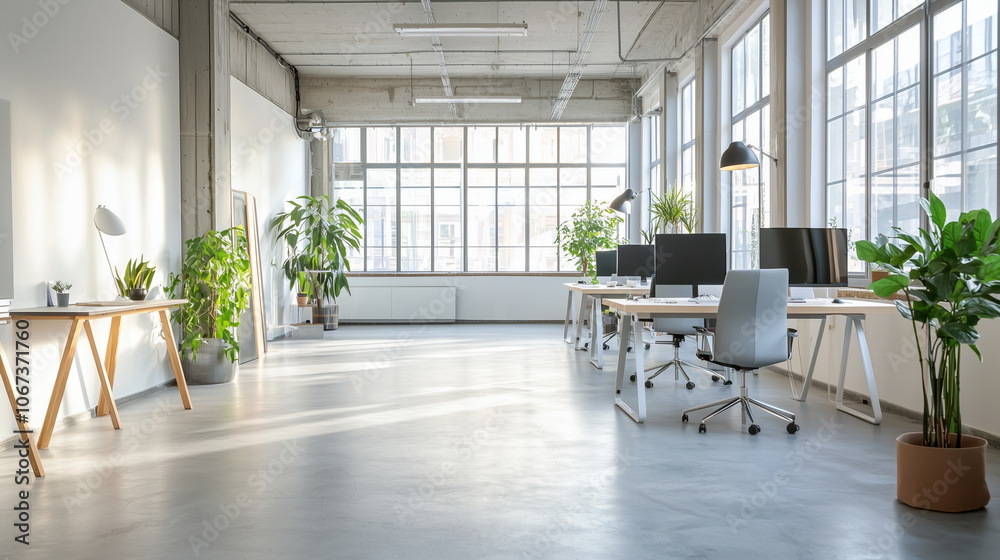 Fototapeta premium Modern Luxury Office with Open Plan Design and Natural Light