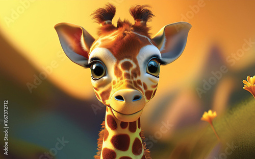 portrait of baby giraffe