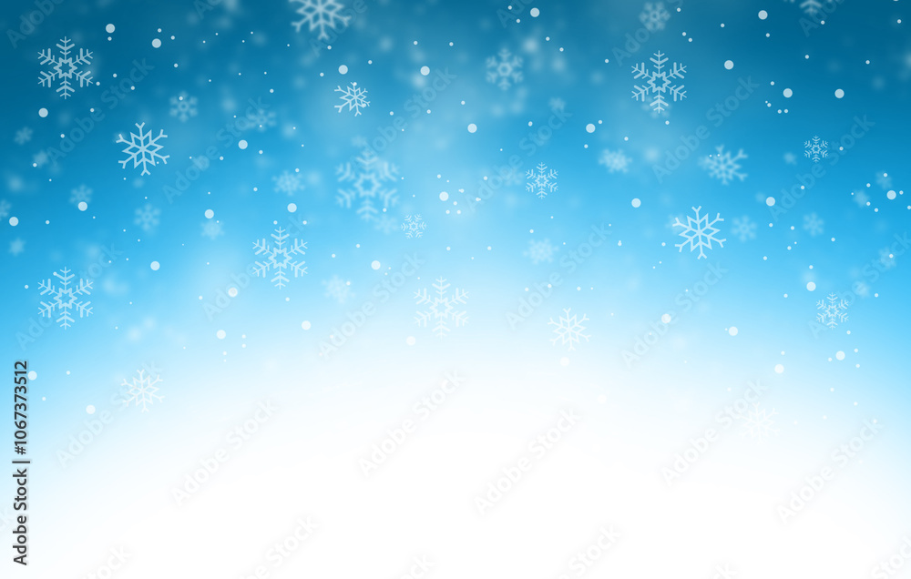 Christmas blue background with snow and snowflakes. Blue to white gradient overlay for greeting cards - New Year's Eve 2023 Christmas blue background with snow and snowflakes. Blue to white gradient overlay for greeting cards - New Year's Eve 2023