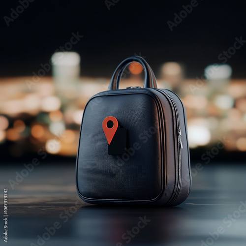 Woman with leather handbag strolls through the bustling city, a stylish accessory for shopping and business photo