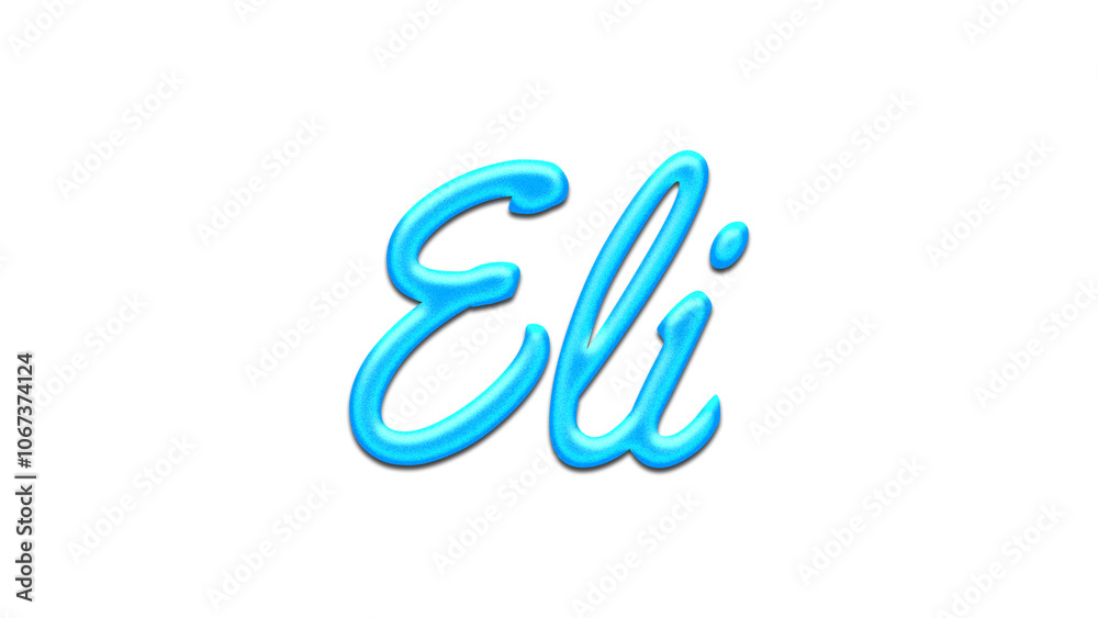 Fototapeta premium Glowing blue effect of name Eli on white background.