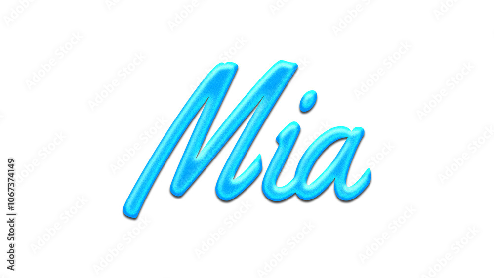 Glowing blue effect of name Mia on white background. Glowing blue effect of name Mia on white background.