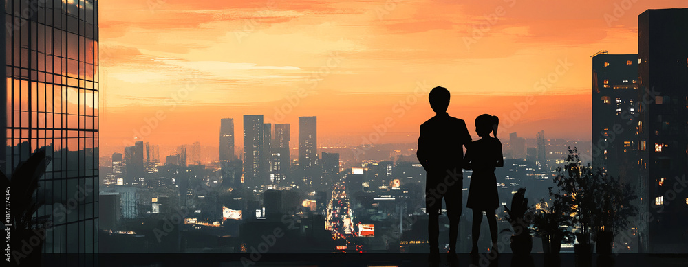 family silhouette background