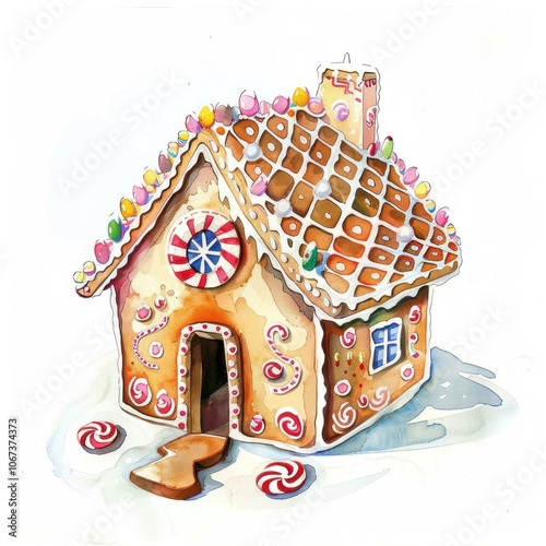 A gingerbread house illustration dessert festive.