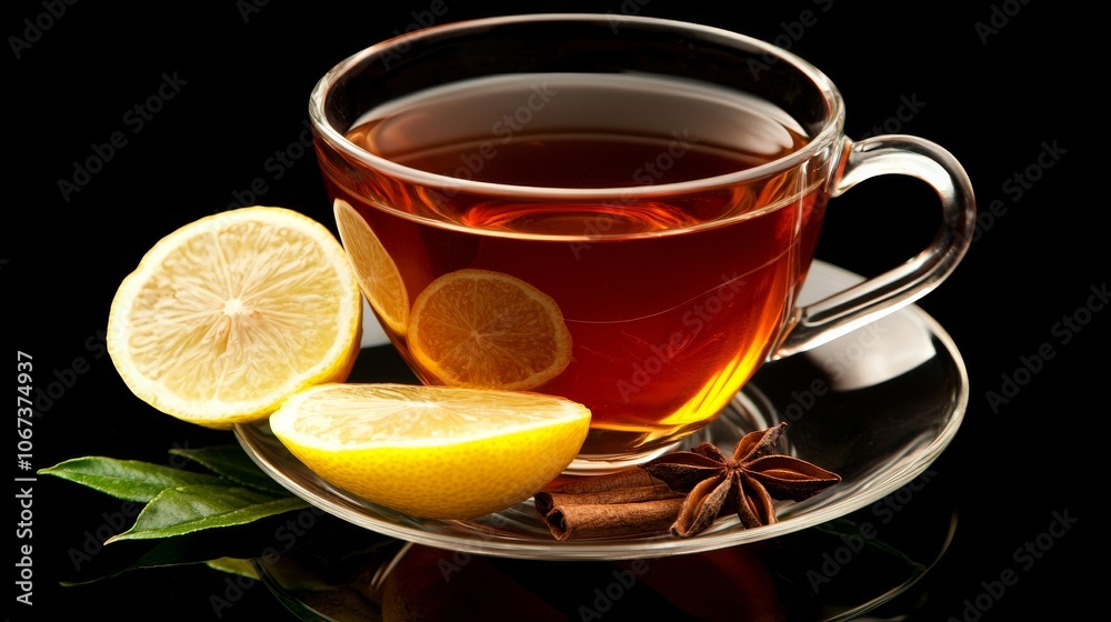 Cup of Tea with Lemon and Spices. Cup of Tea with Lemon and Spices.