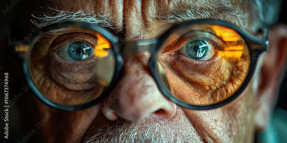 Close-Up of Fitting Lenses: A close-up view of an optometrist fitting corrective lenses or glasses on a patient, paying attention to detail and ensuring patient comfort.