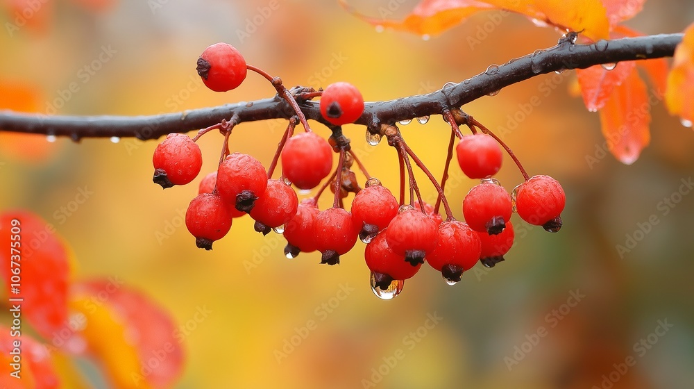 rowan berries on a tree branch in the autumn. rowan berries on a tree branch in the autumn.