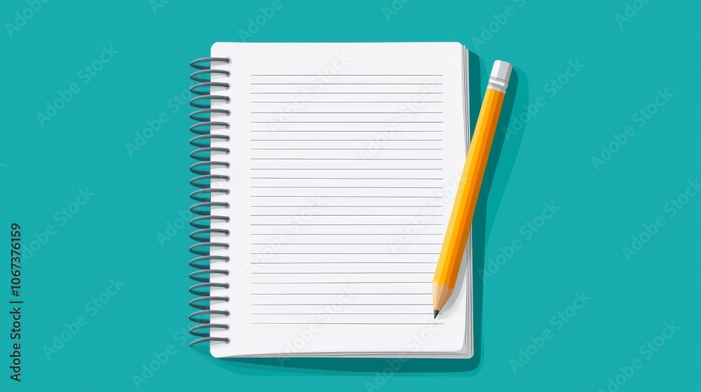 Blank Notebook with Pencil on Blue Background. Blank Notebook with Pencil on Blue Background.