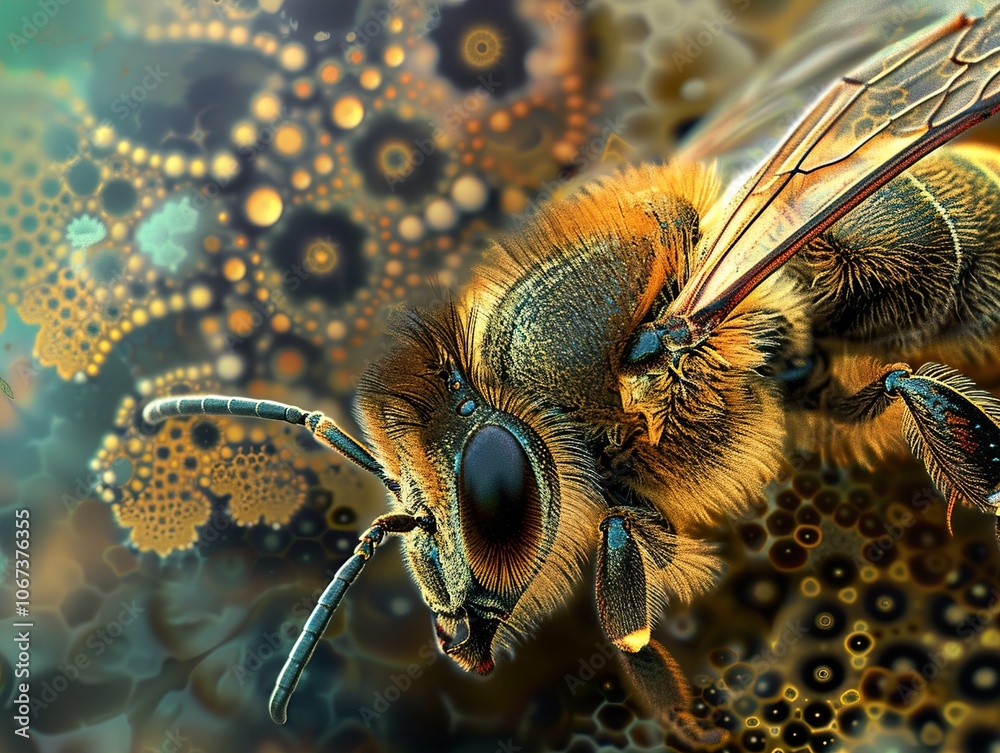Close-Up Photography of a Honey Bee with Abstract Background Close-Up Photography of a Honey Bee with Abstract Background