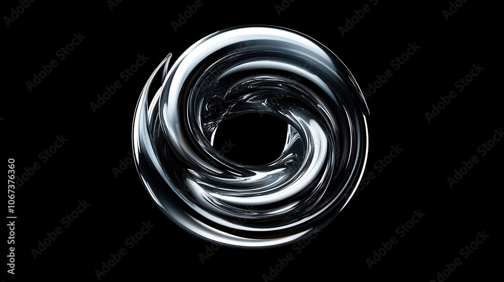 Futuristic Spiral Pattern with Reflective Silver Tones Futuristic Spiral Pattern with Reflective Silver Tones