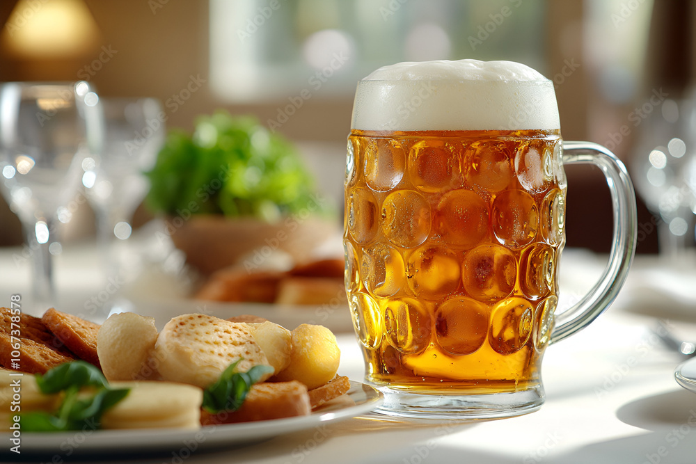 Enjoy a refreshing glass of beer alongside delicious snacks for the perfect culinary experience Enjoy a refreshing glass of beer alongside delicious snacks for the perfect culinary experience