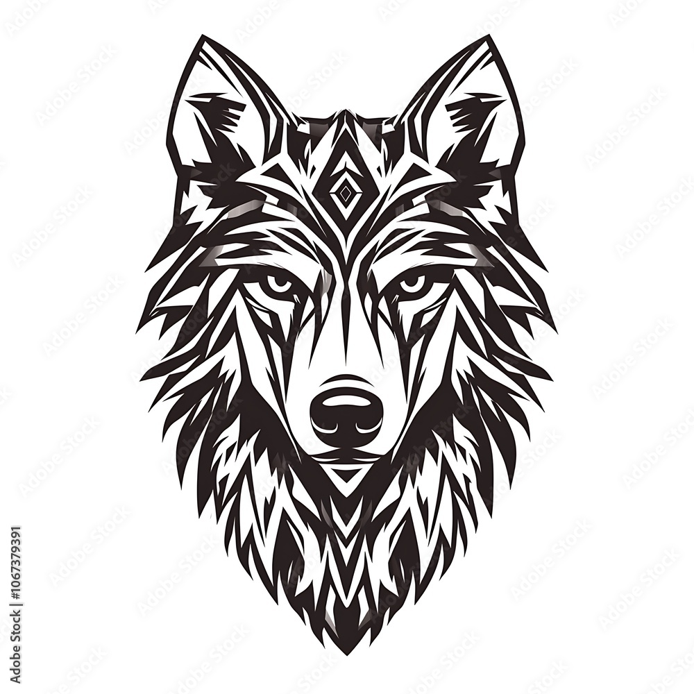 Obraz premium A stylized wolf head with a geometric pattern.