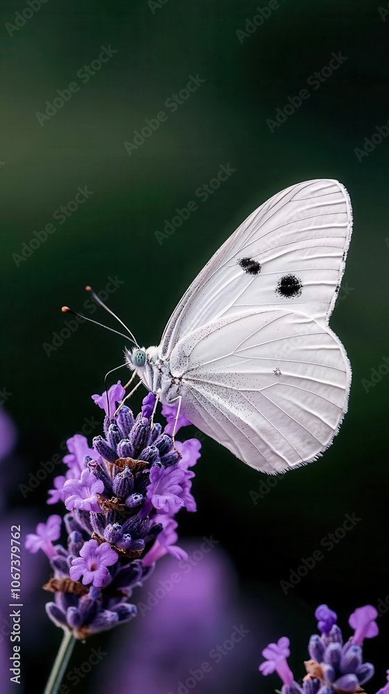 Macro shot of a butterfly perched on a lavender flower, with an open field environment in the background, Butterfly on lavender with field background macro, Soft and pastoral Macro shot of a butterfly perched on a lavender flower, with an open field environment in the background, Butterfly on lavender with field background macro, Soft and pastoral