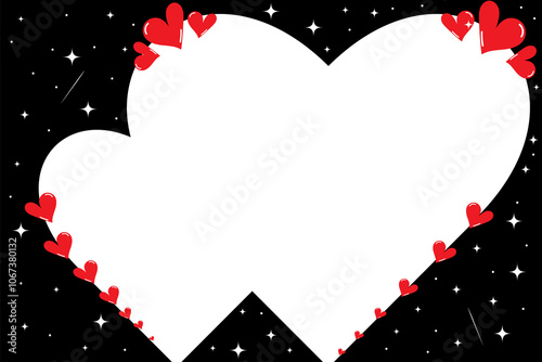 Heart shape frame background illustration. Cute and creative design 