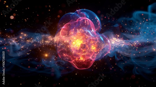 Electron cloud model displaying probable electron positions a quantum atomic structure