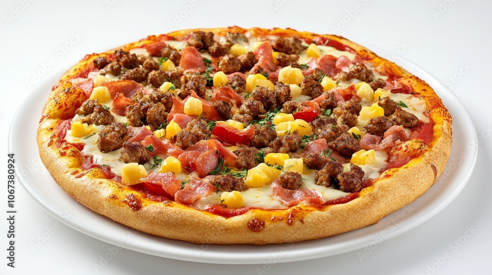 Delicious Hawaiian Pizza with Sausage, Ham, and Pineapple Delicious Hawaiian Pizza with Sausage, Ham, and Pineapple