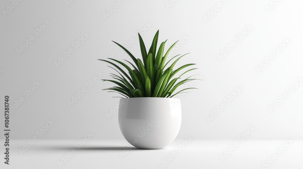 Green Plant in White Pot on White Background. Green Plant in White Pot on White Background.