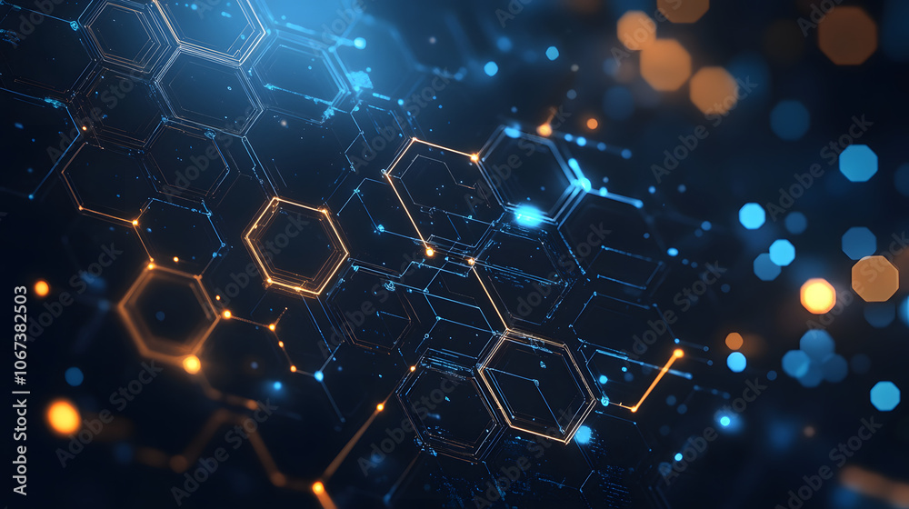 Obraz premium Abstract dark blue technology hexagonal background