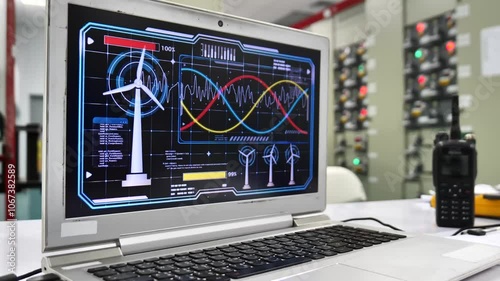4K Video of Wind Energy Monitoring on Computer Display - Ideal for Renewable Energy, Environmental Awareness, and Sustainability Projects